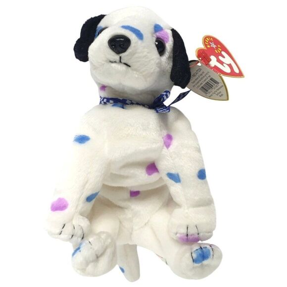 Ty Beanie Baby Dizzy Dalmatian Dog 8" Black Ears Colored Spots Plush 2000 - Picture 5 of 9